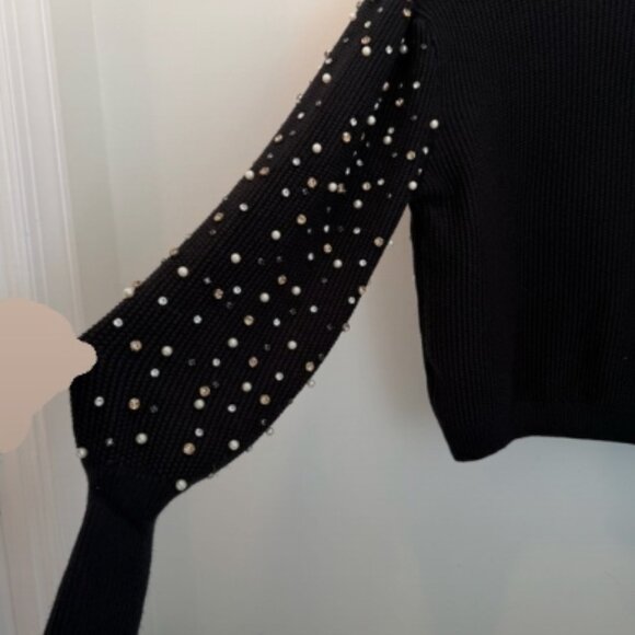 ALLISON new york Rhinestone Charlotte Sweater Black size S - Picture 7 of 7